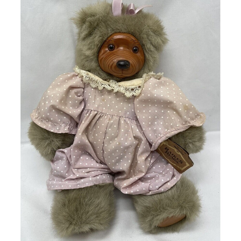 VTG Robert Raikes Applause Playtime Cookie Bear Signed 12" Wooden Plush Toy